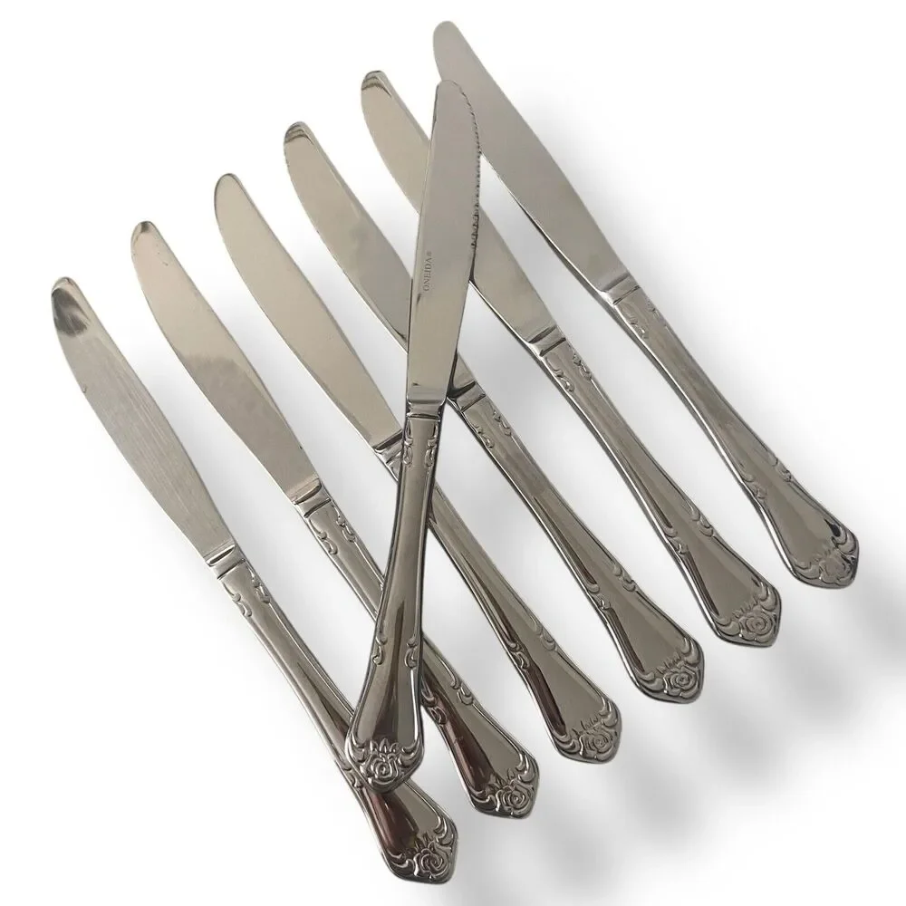 Oneida True Rose Pattern Dinner Knives Replacement 7 pc Stainless Steel